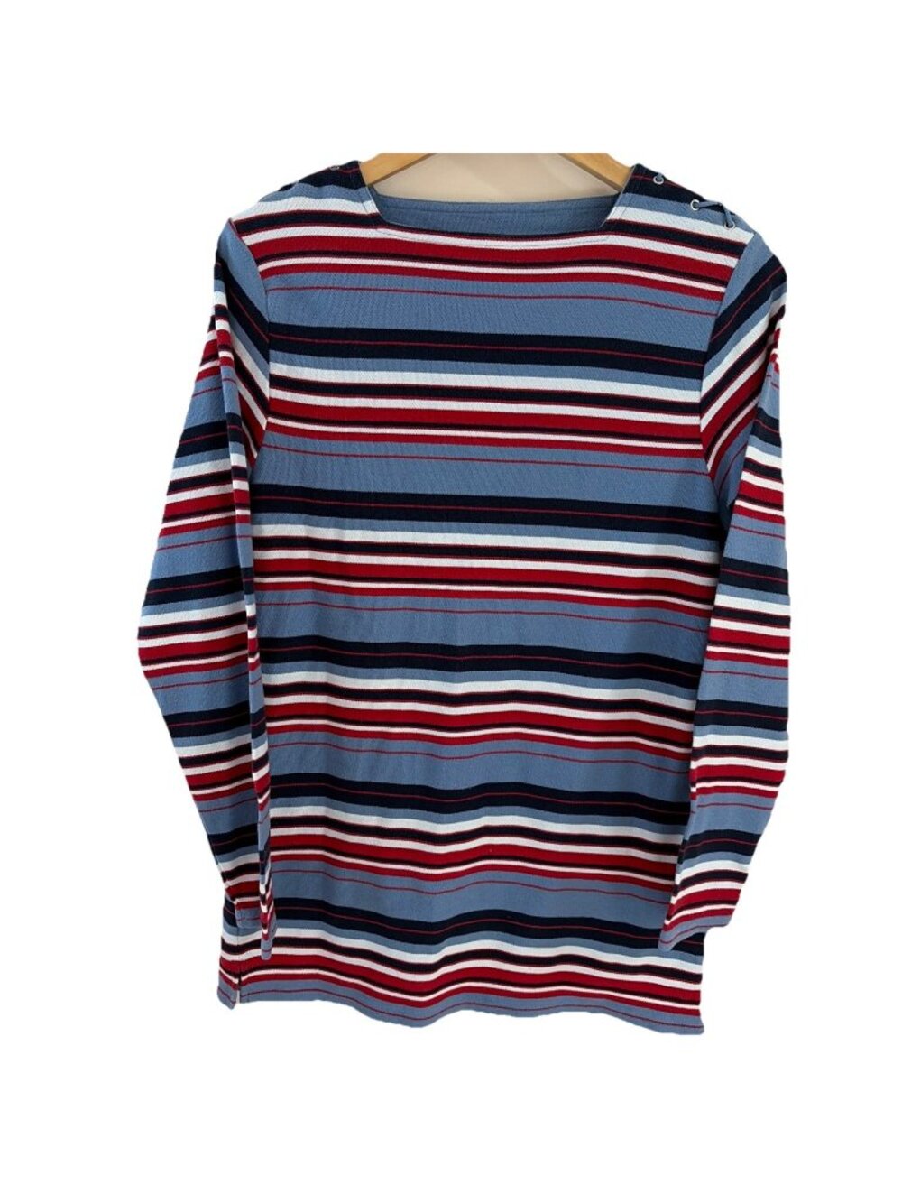 Bobbie Brooks Women's Regatta Striped Top Shirt Size L Colorful Nautical NWOT